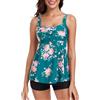 FLYILY Donne 2 Pezzi Tankini Sets Twist Front Tankini Top con Boyshorts Tummy Control Costume da Bagno Floreale
