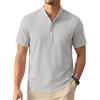 Enlision Camicia Lino Uomo Manica Corta Camicie Estive Uomo Collo Coreana Elegante Casual Spiaggia Ampia Maglietta Lino con Bottoni Henley Shirt