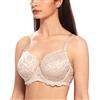 DELIMIRA Donna Reggiseno con Ferretto Taglie Forti Pizzo Senza Imbottito Sostegno Beige 7I