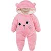 WYTbaby Tuta invernale da neve per bambini, in flanella, calda, invernale, per ragazzi e ragazze, Colore: rosa., 3-6 Monate