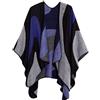 EXCHIC Donne Casual Oversize Poncho Cape Modello Floreale Elegante Sciarpa Cappotto Maglieria Scialli Avvolgimenti (Blu Reale-85)