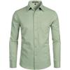 PARKLEES Camicia da uomo a maniche lunghe tinta unita slim fit casual business formale abbottonatura camicie con tasca, Verde salvia, XXL