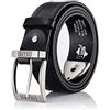 BeComfy Cintura in pelle per uomo realizzata in vera pelle 100% | Larghezza di 38 mm | Jeans a cintura da uomo | Molte dimensioni (115 cm vita - 133 cm di lunghezza totale, PJ04 Nero)