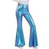 Generisch Pantaloni a zampa da donna con paillette, a vita alta, a gamba larga, con paillettes, 70 anni '80, costume da discoteca