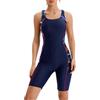 Veranohub Costume da Bagno Intero Boyleg da Donna al Ginocchio Costumi da Bagno Sportivi con Schiena Scollata Taglio Conservatore(Ombra d'onda,EU40)