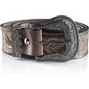 Angus Stoke Cintura western in pelle di bufalo - Cintura da cowboy e western fatta a mano per uomo e donna con fibbia per cintura, cintura in pelle goffrata a mano Jeremy, marrone scuro., Bundweite 90