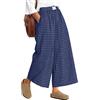 Neer Pantaloni Gonna da Donna a Quadretti Gingham Culotte Ampie e Fluide Vita Elasticizzata Modello Palazzo Casual con Tasche