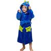 LOLANTA Accappatoio per bambini in pile con cappuccio, vestaglia morbida dinosauro, blu, M (3-5 anni)