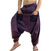Sarjana Handicrafts Indian Ethnic Pantaloni da spiaggia da uomo, in cotone, con tasche, neri
