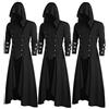 WOXIHUAN Cappotto Gotico da Uomo,Steampunk Giacca con Cappuccio Vintage Costume di Halloween Coat,Medievale Abbigliamento Punk Uniforme Vittoriano Giacca Una Fila di Pulsanti Abito per Cosplay Carnevale