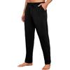 Litherday Pantaloni Pigiama Uomo Lungo in Cotone Morbido Pantalone Casa Uomo Tinta Unita con Tasche e Coulisse Pigiama Leggero Nero L