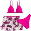 Generic Costumi da Bagno Ragazza 3 Pezzi Bikini Tuta Camisole Top con Coprire Pantaloncini da Spiaggia Bambini Nuoto Costume Gonna Stampata Surf Costumi da Bagno 8-15 Anni (Z-Hot Pink, 11-12 Years)