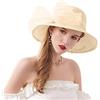 Naimo Cappello da donna in organza chiesa Kentucky Derby Fascinator elegante fiocco largo tesa cappello da sposa tè festa matrimonio cappello da sole