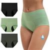 INNERSY Mutande Mestruale Donna Flusso Abbondante, XL, Verde, Grigio, Nero
