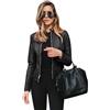 TYQQU Donna Giacca Di Sottile A Maniche Lunghe Cerniera Cardigan Da Pelle Nero M