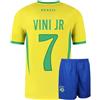 Kingdo Brazilie Maglia da Calcio Casa Vini JR. - Bambini e Adulti - Ragazzi - Divisa da Calcio - Regali per Il Calcio - Abbigliamento Sportivo - Taglia 140