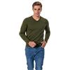 WOSICA Pullover da Uomo a Maniche Lunghe in Lana Merino 100% Extrafine con Scollo a V, Oliva, M