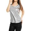 Allegra K Canotta da donna lucida per feste, club, canottiera metallizzata scintillante, Argento, XL