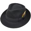 Borges & Scott Doyle Alpaca Premium - Cappelli Fedora a Forma di Goccia - Feltro di Lana di Alpaca - Piuma Rimovibile - Ripiegabile per Viaggio - Resistente all'Acqua - Unisex - 60cm Nero