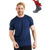 Merino.tech Maglietta Lana Merinos Uomo - Maglia Termica Uomo in Lana Merinos Manica Corta con Calze (Medium, Navy)