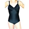 Leo Corsetteria Body modellante contenitivo liscio senza pizzo Tenuta medio forte 710 tg.52/54 coppa D/E Nero
