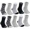 Blu Ninfee 10 Paia di Calzini da Donna 35-42, Calze in Cotone Lunghe a Righe, Colorati Con Strisce a Pois, Serie 1