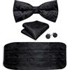 Barry.Wang Set Fascia e Papillon da Uomo, Fascia in Seta Papillon Preannodato Fazzoletto da Taschino Gemelli, Taglia unica