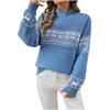 VPQILH Maglione Natale Donna Lana Maglione Natalizio Donna con Fiocchi di Neve Maglioni Natalizi Collo Alto Maglioncino Manica Lunga Lavorato a Maglia Ugly Christmas Sweater Invernale Girocollo Pullover