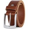 Lindenmann Mens Leather Belt/Mens Belt, full grain leather belt, buffalo leather 4mm, cognac, Größe/Size:, Farbe/Color:marrone
