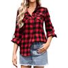 Aottori Camicia Donna a Quadri Classica Rosso XXL