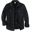 ZENTHACE Camicia giacca da uomo in flanella foderata in caldo pile Sherpa (tutto foderato in pile Sherpa), nero, X-Large