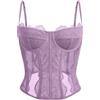 Dealmore Corsetto per donne, in pizzo, con spalline sottili, per uscire, appuntamenti, feste, Viola chiaro, X-Small