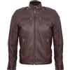 Infinity Leather Giacca Marrone da Uomo con Cerniera 100% Vera Pelle Stile Motociclista L