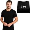 Generico Set Maglia Termica Liabel Uomo 100% Caldo Cotone Interlock - Intimo Invernale Morbido e Traspirante - Maglia a Manica Corta in Thermocotton Bianco o Nero - Confezione da 3 o 6 Pezzi (L, 3, Nere)