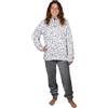 Leedya Pigiama Donna Invernale Coral - Completo Lungo Manica - Morbido e Confortevole per la Notte (Leo-Grigio TG S)