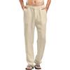 LVCBL Pantaloni lunghi da uomo, in lino, leggeri, vestibilità larga, per il tempo libero, taglia M-3XL