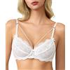 Avidlove Reggiseno sexy da donna in pizzo push-up a balconcino trasparente reggiseno sfoderato con ferretto reggiseni, bianco, L