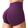 ZAAYO Pantaloncini sportivi da donna, Invisible Scrunch, per allenamento, palestra, a vita alta, push up, yoga, biker, corsa, pantaloni corti, Ciliegia nera, S