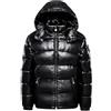 Generisch Piumino corto invernale lucido donna antivento impermeabile con cappuccio rimovibile con zip, Nero , 3XL