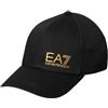 EA7 Berretto da Baseball nero Emporio Armani, logo dorato ricamato 7X000005 AF11989 MC021, Nero , XS