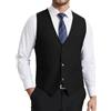 HISDERN Gilet da Abito Uomo Nero Panciotto Uomo Elegante Regular Fit Cotone Poliestere Panciotti da Sposo Classico Gilet Vestito con 3 Bottoni Tasche per Matrimonio Cerimonia Ufficio L