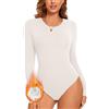 WOWENY Body termico da donna foderato a maniche lunghe in micro pile, top termico con scollo rotondo, basic a maniche lunghe, caldo e comodo, XXL