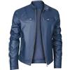 XACCBBA Chiodo Pelle Uomo,Giubbotto Bomber Da Motociclista In Similpelle Pu Da Uomo, con Colletto Rialzato, Stile Motociclista Retrò, con Tasche con Cerniera, Leggero, Antivento, Primavera Estate, Blu Roya