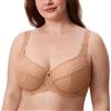 DELIMIRA Reggiseno Minimizer in Pizzo Taglie Forti A malapena Buff 9G