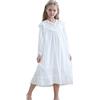 Flwydran - Camicia da notte in cotone con principessa per bambine e bambini, 3-12 anni, bianco, 7-8 Jahre
