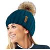 TOSKATOK® Cappello/Berretto Lavorato a Maglia Invernale Donna con Pelliccia Staccabile in Eco-Pelliccia Pesante Pom Pom