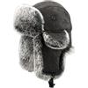 Insun Unisex Cappello Aviatore Pelle Scamosciata Cappello Invernale Ushanka Cosacco in Finta Pelliccia Nero M