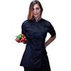 tessile astorino RICAMO 0 - Giacca Cuoca Donna Nera - 100% Cotone - Manica Corta - Casacca Chef per Ristorante e Cucina - Made in Italy (Large)