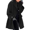 KeYIlowys Giacca da Donna in Lana con Cappuccio Allentata A Maniche Lunghe Autunno/Inverno Stile Esplosione Double-Face