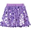 Miipat Gonna di Paillettes per Ragazze, Scintillanti Bambina Mini Gonna Glitterata Vita Elastica Gonne con Fodera per Danza Compleanno Principessa Festa(Viola, 6-7 Anni)